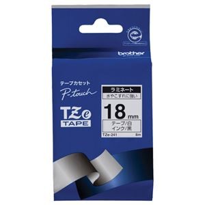 （まとめ） ブラザー BROTHER ピータッチ TZeテープ ラミネートテープ 18mm 白／黒文字 TZE-241 1個 【×6セット】