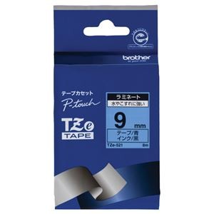 （まとめ） ブラザー BROTHER ピータッチ TZeテープ ラミネートテープ 9mm 青／黒文字 TZE-521 1個 【×4セット】