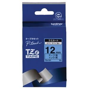 （まとめ） ブラザー BROTHER ピータッチ TZeテープ ラミネートテープ 12mm 青／黒文字 TZE-531 1個 【×4セット】