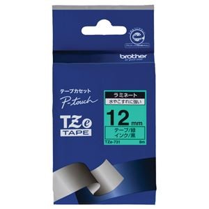 （まとめ） ブラザー BROTHER ピータッチ TZeテープ ラミネートテープ 12mm 緑／黒文字 TZE-731 1個 【×4セット】