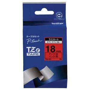 （まとめ） ブラザー BROTHER ピータッチ TZeテープ ラミネートテープ 18mm 赤／黒文字 TZE-441 1個 【×6セット】