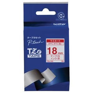 （まとめ） ブラザー BROTHER ピータッチ TZeテープ ラミネートテープ 18mm 白／赤文字 TZE-242 1個 【×6セット】