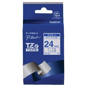 （まとめ） ブラザー BROTHER ピータッチ TZeテープ ラミネートテープ 24mm 白／青文字 TZE-253 1個 【×6セット】