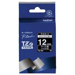 （まとめ） ブラザー BROTHER ピータッチ TZeテープ ラミネートテープ 12mm 黒／白文字 TZE-335 1個 【×4セット】