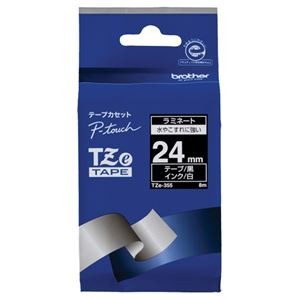 （まとめ） ブラザー BROTHER ピータッチ TZeテープ ラミネートテープ 24mm 黒／白文字 TZE-355 1個 【×6セット】