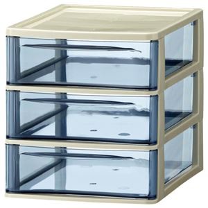 (まとめ) 山田化学 スタックチェスト A4タテ 浅型3段 ダークブルー A4-S3 1個 【×3セット】