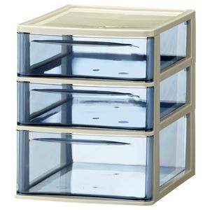 (まとめ) 山田化学 スタックチェスト A4タテ 浅型2段・深型1段 ダークブルー A4-C3 1個 【×3セット】