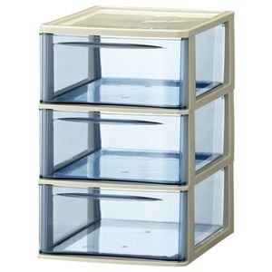 (まとめ) 山田化学 スタックチェスト A4タテ 深型3段 ダークブルー A4-D3 1個 【×2セット】