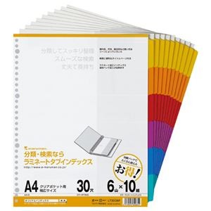 (まとめ) マルマン クリアポケット専用 ラミネートタブインデックス A4ワイド 30穴 6色6山+扉紙 LT3006F 1パック(10組) 【×4セット】