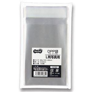 （まとめ） TANOSEE OPP袋 フタ・テープ付 L判写真用 95×135+40mm 1セット（1000枚：100枚×10パック） 【×2セット】