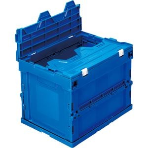 （まとめ） 大明商事 折りたたみコンテナ フタ一体型 20L ブルー DAK-FOC20B 1台 【×2セット】