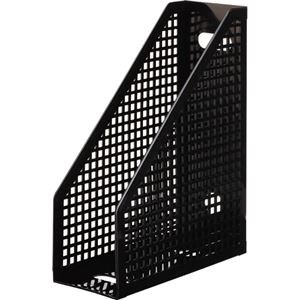 （まとめ） TANOSEE メッシュボックス A4タテ 背幅103mm 黒 1個 【×15セット】