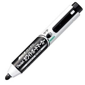 (まとめ) ぺんてる ノック式ハンディ ホワイトボードマーカー 中字丸芯 黒 MWXN5M-A 1本 【×30セット】