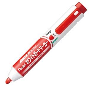 (まとめ) ぺんてる ノック式ハンディ ホワイトボードマーカー 中字丸芯 赤 MWXN5M-B 1本 【×30セット】