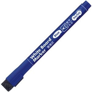 （まとめ） TANOSEE ホワイトボードマーカーキャップ式 マグネット付 細字丸芯 青 1本 【×50セット】