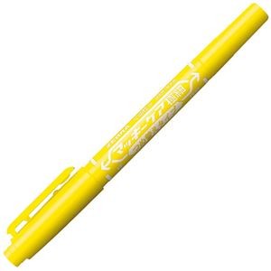(まとめ) ゼブラ 油性マーカー マッキーケア極細 つめ替えタイプ 細字+極細 黄 YYTS5-Y 1本 【×50セット】