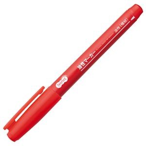 （まとめ） TANOSEE キャップ式油性マーカー シングル 極細 赤 1セット（10本） 【×10セット】