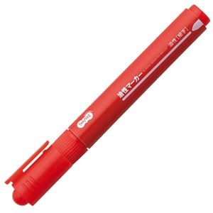 （まとめ） TANOSEE キャップ式油性マーカー シングル 細字 赤 1セット（10本） 【×10セット】