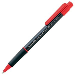 （まとめ） TANOSEE ノック式油性ボールペン 0.7mm 赤 業務用パック 1箱（10本） 【×10セット】