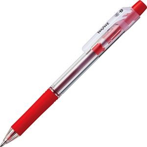 （まとめ） TANOSEE ノック式油性ボールペン ロング芯タイプ 1.0mm 赤 1セット（10本） 【×5セット】