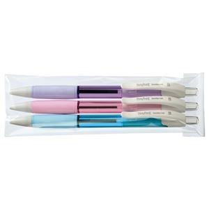 （まとめ） TANOSEE ノック式油性ボールペン（なめらかインク） 0.5mm 黒 カラー軸アソートパック（3色各1本） 1パック 【×20セット】
