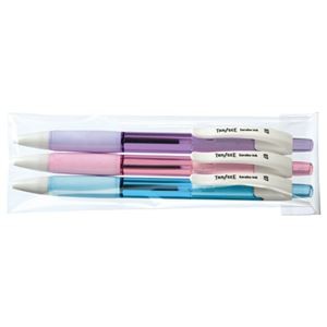 （まとめ） TANOSEE ノック式油性ボールペン（なめらかインク） 0.7mm 黒 カラー軸アソートパック（3色各1本） 1パック 【×20セット】