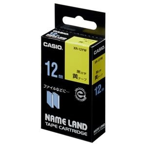 （まとめ） カシオ CASIO ネームランド NAME LAND スタンダードテープ 12mm×8m 黄／黒文字 XR-12YW 1個 【×5セット】
