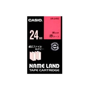 （まとめ） カシオ CASIO ネームランド NAME LAND スタンダードテープ 24mm×8m 赤／黒文字 XR-24RD 1個 【×4セット】