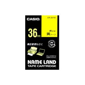 （まとめ） カシオ CASIO ネームランド NAME LAND スタンダードテープ 36mm×8m 黄／黒文字 XR-36YW 1個 【×2セット】
