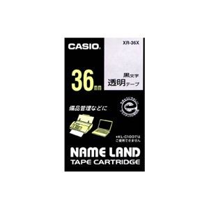 （まとめ） カシオ CASIO ネームランド NAME LAND スタンダードテープ 36mm×8m 透明／黒文字 XR-36X 1個 【×2セット】