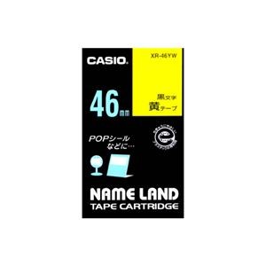 （まとめ） カシオ CASIO ネームランド NAME LAND スタンダードテープ 46mm×6m 黄／黒文字 XR-46YW 1個 【×2セット】