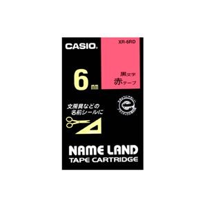 （まとめ） カシオ CASIO ネームランド NAME LAND スタンダードテープ 6mm×8m 赤／黒文字 XR-6RD 1個 【×5セット】