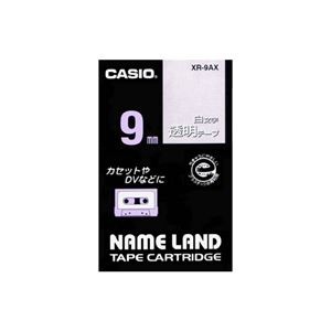 （まとめ） カシオ CASIO ネームランド NAME LAND スタンダードテープ 9mm×8m 透明／白文字 XR-9AX 1個 【×5セット】