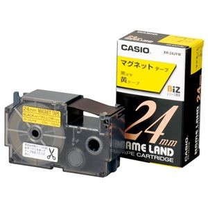 （まとめ） カシオ CASIO ネームランド NAME LAND マグネットテープ 24mm×1.5m 黄／黒文字 XR-24JYW 1個 【×3セット】