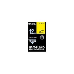 （まとめ） カシオ CASIO ネームランド NAME LAND 強粘着テープ 12mm×5.5m 黄／黒文字 XR-12GYW 1個 【×5セット】