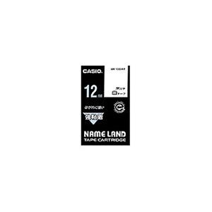 （まとめ） カシオ CASIO ネームランド NAME LAND 強粘着テープ 12mm×5.5m 白／黒文字 XR-12GWE 1個 【×5セット】