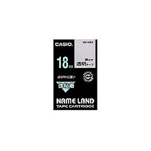 （まとめ） カシオ CASIO ネームランド NAME LAND 強粘着テープ 18mm×5.5m 透明／黒文字 XR-18GX 1個 【×4セット】