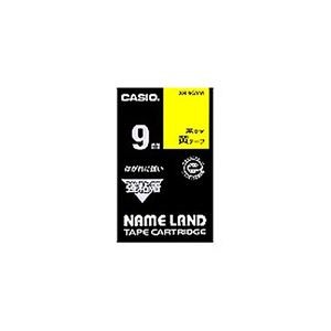 （まとめ） カシオ CASIO ネームランド NAME LAND 強粘着テープ 9mm×5.5m 黄／黒文字 XR-9GYW 1個 【×5セット】