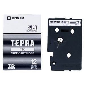 （まとめ） キングジム テプラ TR テープカートリッジ 12mm 透明／黒文字 TT12K 1個 【×4セット】