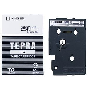 （まとめ） キングジム テプラ TR テープカートリッジ 9mm 透明／黒文字 TT9KM 1個 【×4セット】