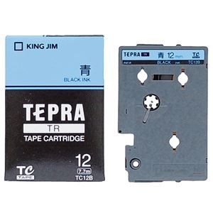 （まとめ） キングジム テプラ TR テープカートリッジ パステル 12mm 青／黒文字 TC12B 1個 【×4セット】