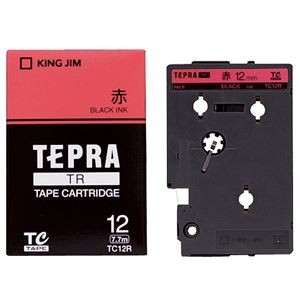 （まとめ） キングジム テプラ TR テープカートリッジ パステル 12mm 赤／黒文字 TC12R 1個 【×4セット】