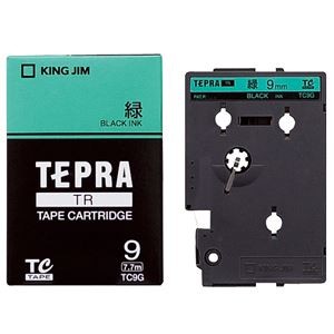 （まとめ） キングジム テプラ TR テープカートリッジ パステル 9mm 緑／黒文字 TC9G 1個 【×4セット】