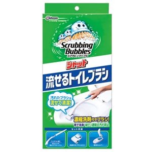 (まとめ) ジョンソン スクラビングバブルシャット 流せるトイレブラシ 本体 ブラシ4本付 1個 【×5セット】