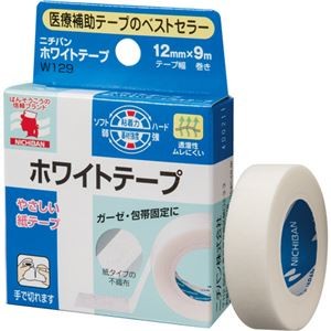 （まとめ） ニチバン ホワイトテープ 12mm×9m W129 1巻 【×30セット】