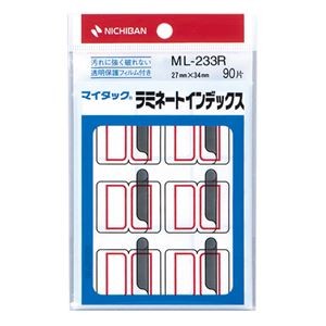 (まとめ) ニチバン マイタック ラミネートインデックス 保護フィルム付 大 27×34mm 赤枠 ML-233R 1パック(90片：9片×10シート) 【×30セット】