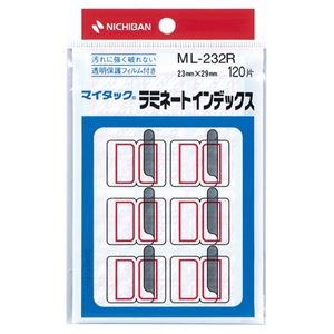 (まとめ) ニチバン マイタック ラミネートインデックス 保護フィルム付 中 23×29mm 赤枠 ML-232R 1パック(120片：12片×10シート) 【×30セット】