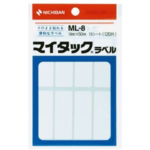 (まとめ) ニチバン マイタックラベル 一般無地 18×50mm ML-8 1パック(120片：8片×15シート) 【×30セット】