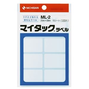 (まとめ) ニチバン マイタックラベル 一般無地 25×38mm ML-2 1パック(120片：20片×6シート) 【×30セット】
