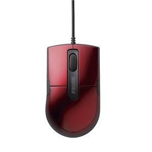 (まとめ) バッファロー 有線BlueLEDマウス 静音 3ボタンSサイズ レッド BSMBU26SSRD 1個 【×3セット】